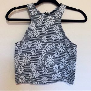 B&W Floral Crop Top